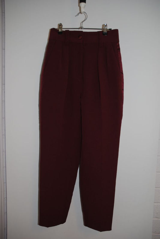 burgundy Ronny Kobo high waisted pleated pants, S