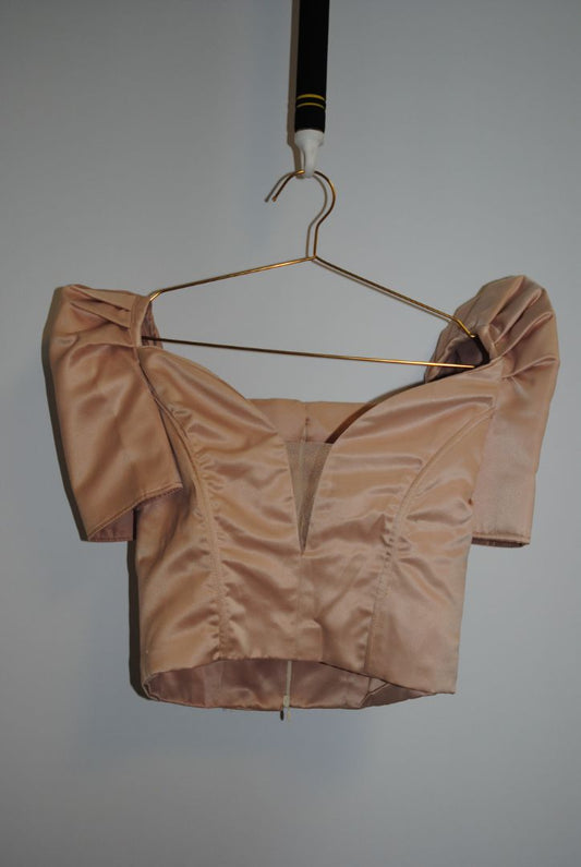 blush NA bustier top satin filipiniana, S