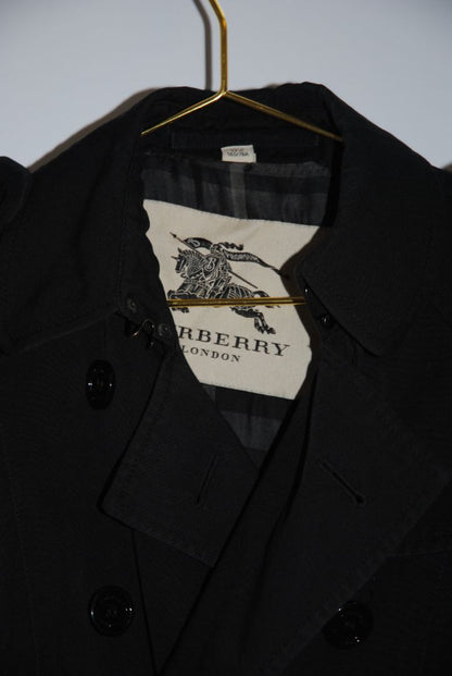 black Burberry black trench heritage coat, S
