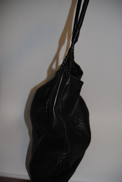 black Bottega Veneta Woven Embossed Leather Hobo Bag, Dimensions (approx): 20” L x 15” H x 7” D Handle Drop: 10” braided leather shoulder strap