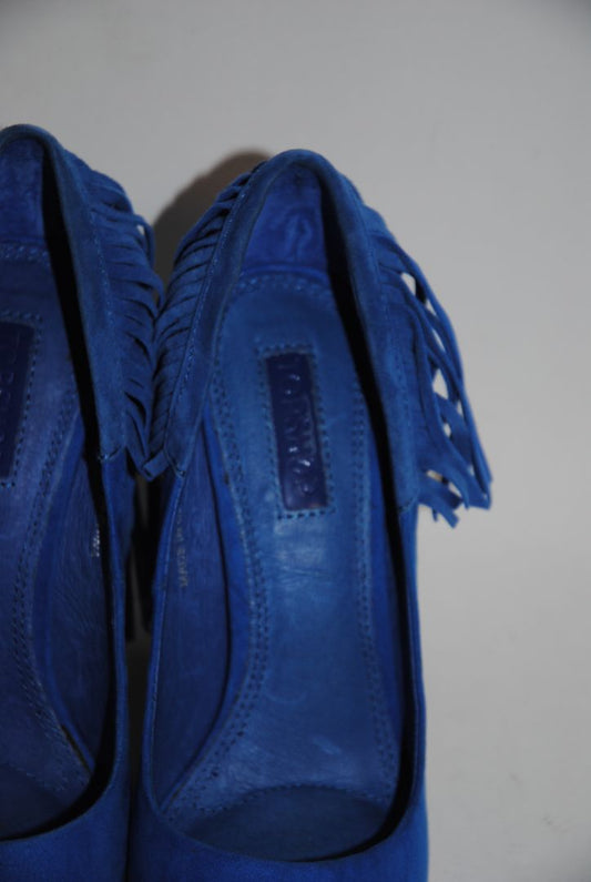blue Topshop fringe pumps, 7