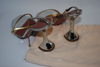 gold and silver Amina Muaddi sculpted heel, 38 EU