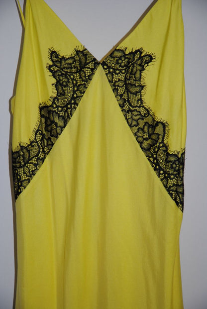lemon yellow Rag and Bone slip dress with lace, S