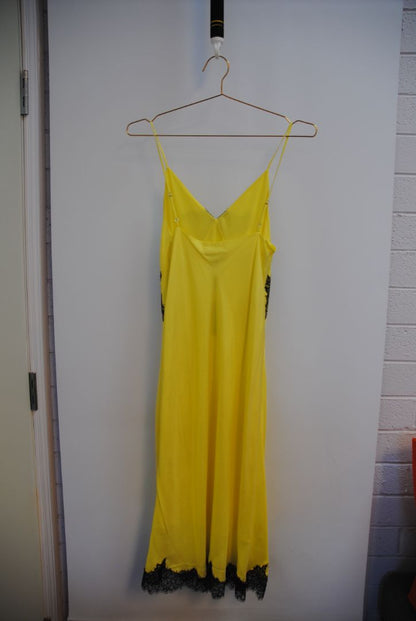 lemon yellow Rag and Bone slip dress with lace, S
