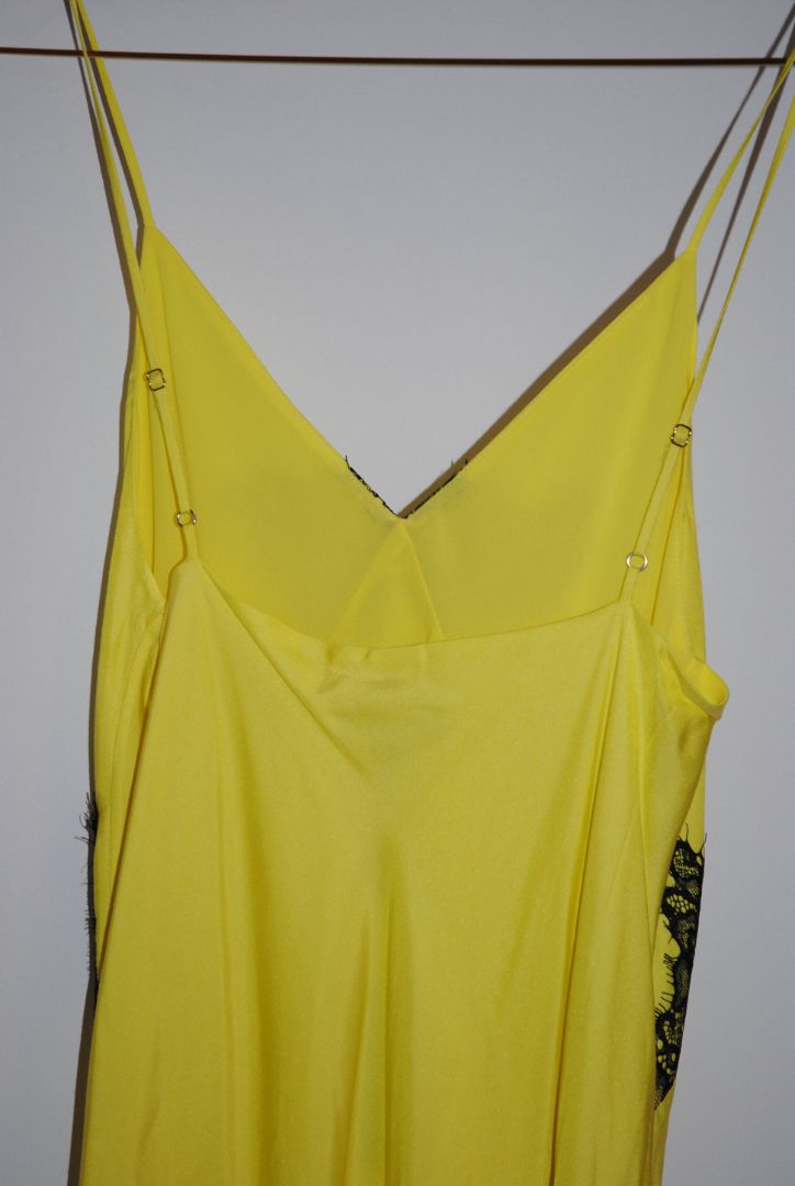 lemon yellow Rag and Bone slip dress with lace, S