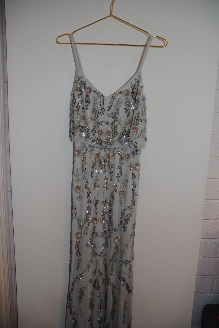 blue Adrianna Papell collection beaded gown, 2