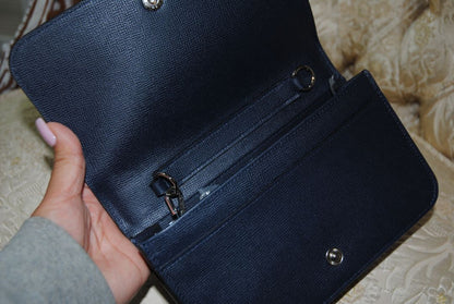 navy blue Longchamp Le Foulonné, 📏 Dimensions Height: 5.5 in (14 cm) Width: 8.5 in (22 cm) Depth: 2 in (5 cm) Chain Strap Drop: 22 in (56 cm)