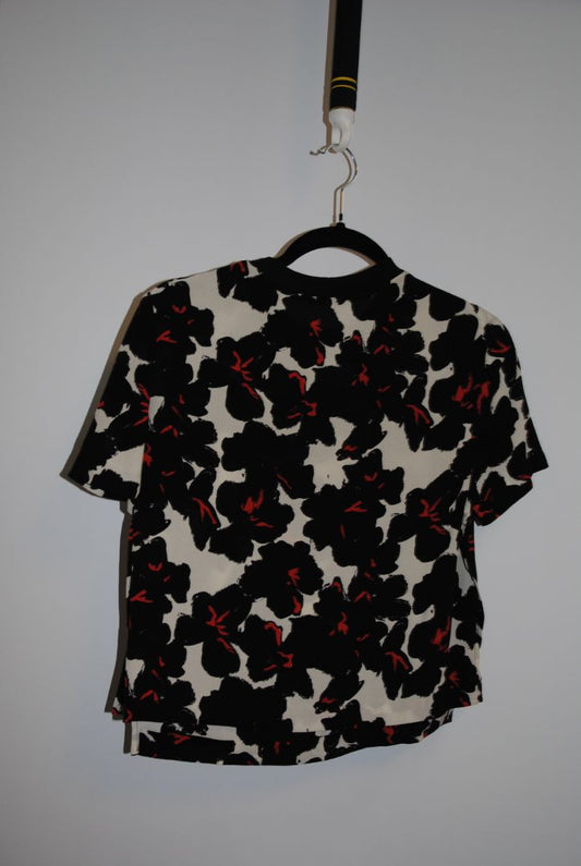 red and black A.L.C silk floral blouse, 2