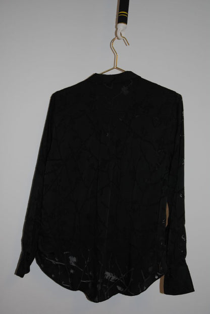 black Rag & Bone Branch Print Silk Wrap Blouse, xs
