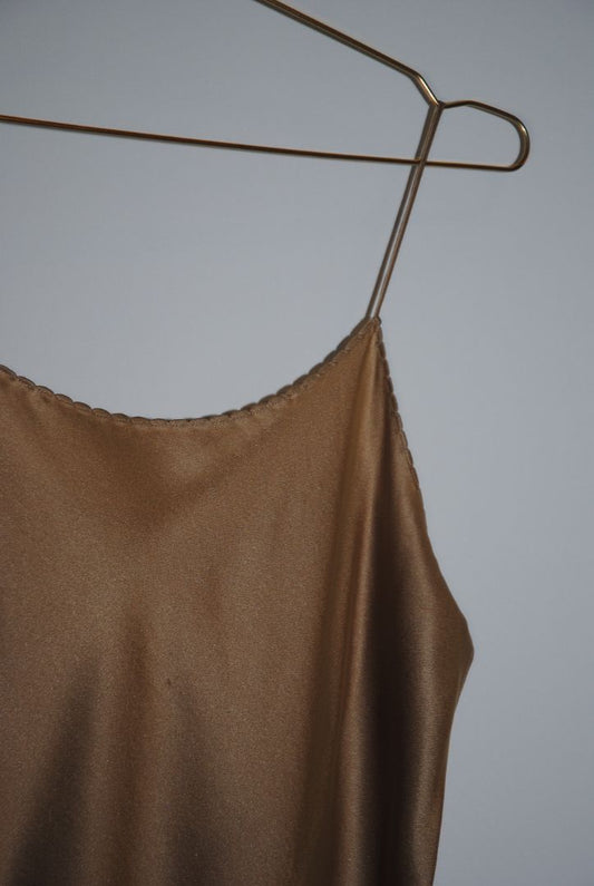 champagne Zara satin cowl neck, S