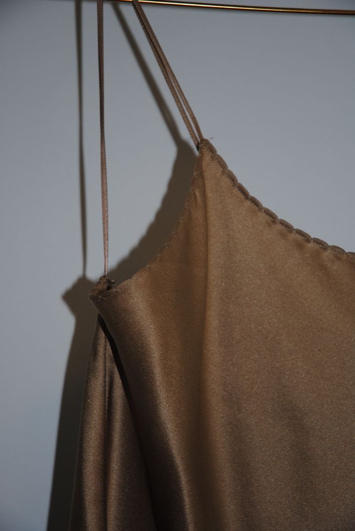 champagne Zara satin cowl neck, S