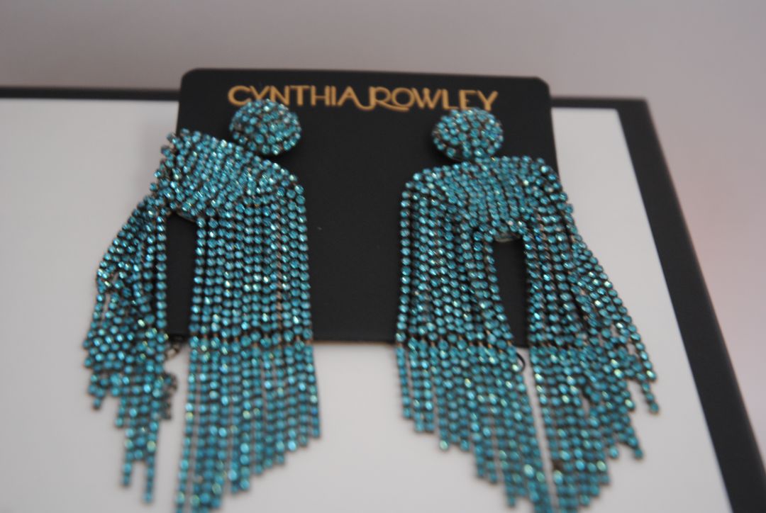 Cynthia Rowley Blue Crystal Waterfall Earrings