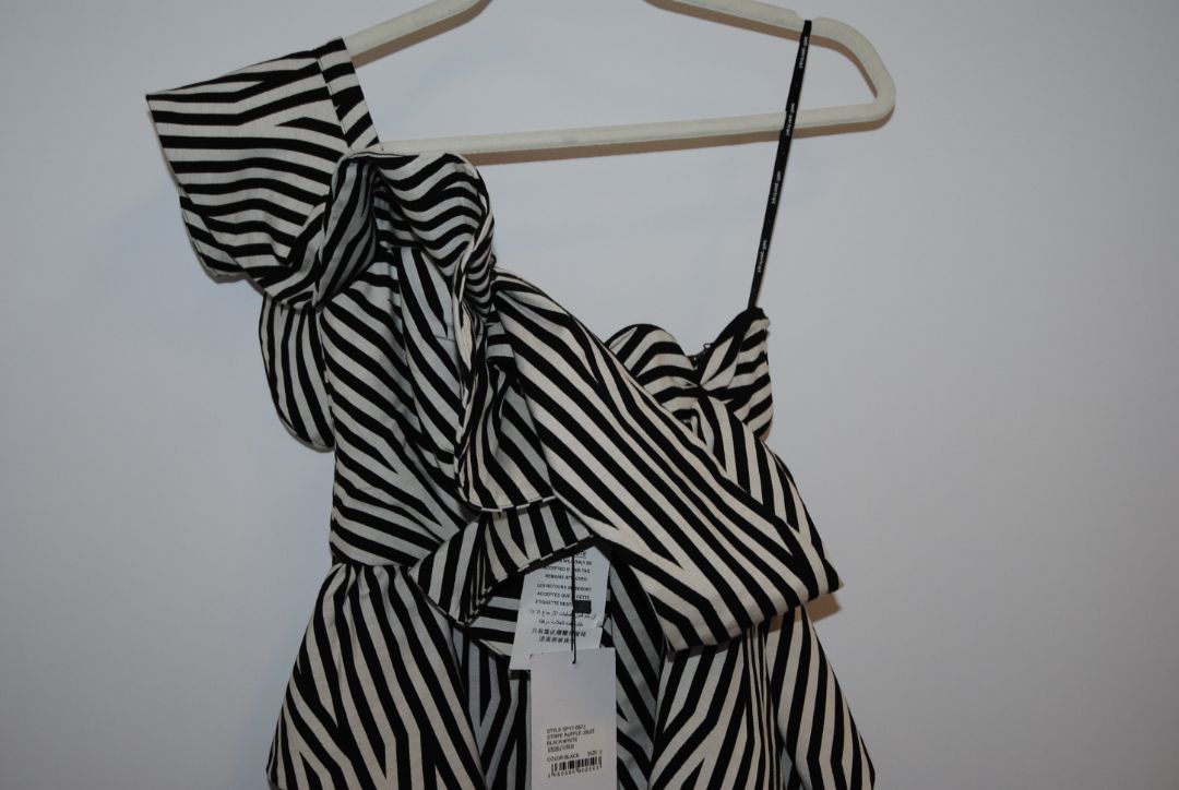 Self-Portrait Black White Stripe Ruffle Jumpsuit 2