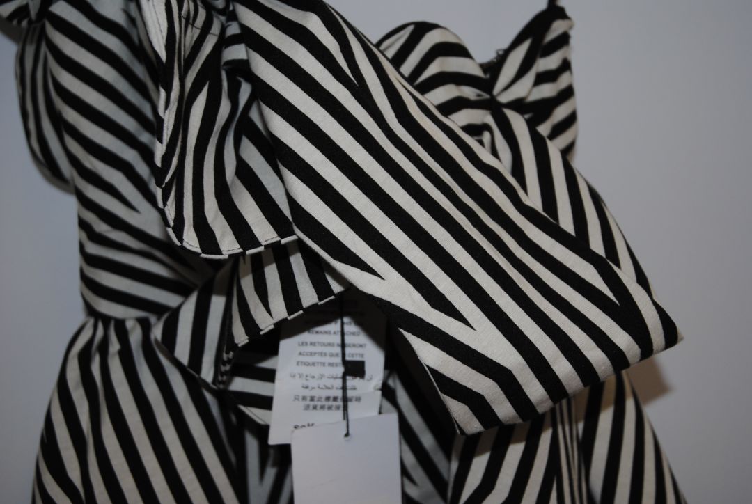 Self-Portrait Black White Stripe Ruffle Jumpsuit 2