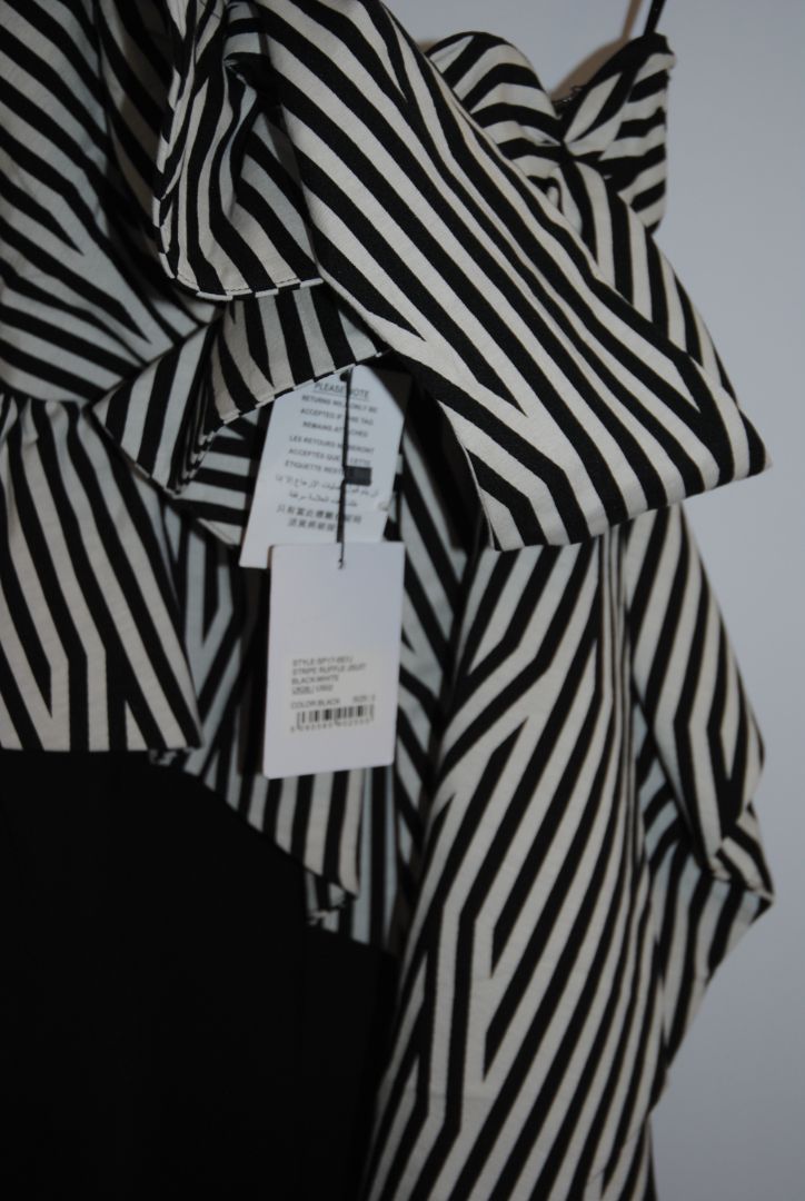 Self-Portrait Black White Stripe Ruffle Jumpsuit 2