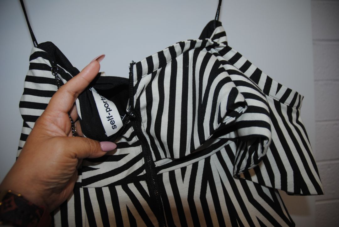 Self-Portrait Black White Stripe Ruffle Jumpsuit 2