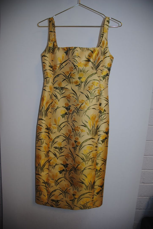 yellow and green Cara Cara jacquard dress, 0