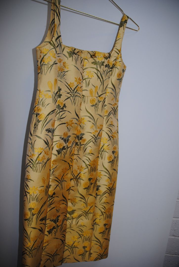 yellow and green Cara Cara jacquard dress, 0