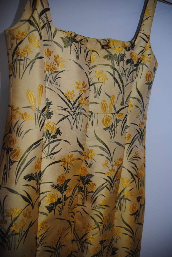 yellow and green Cara Cara jacquard dress, 0