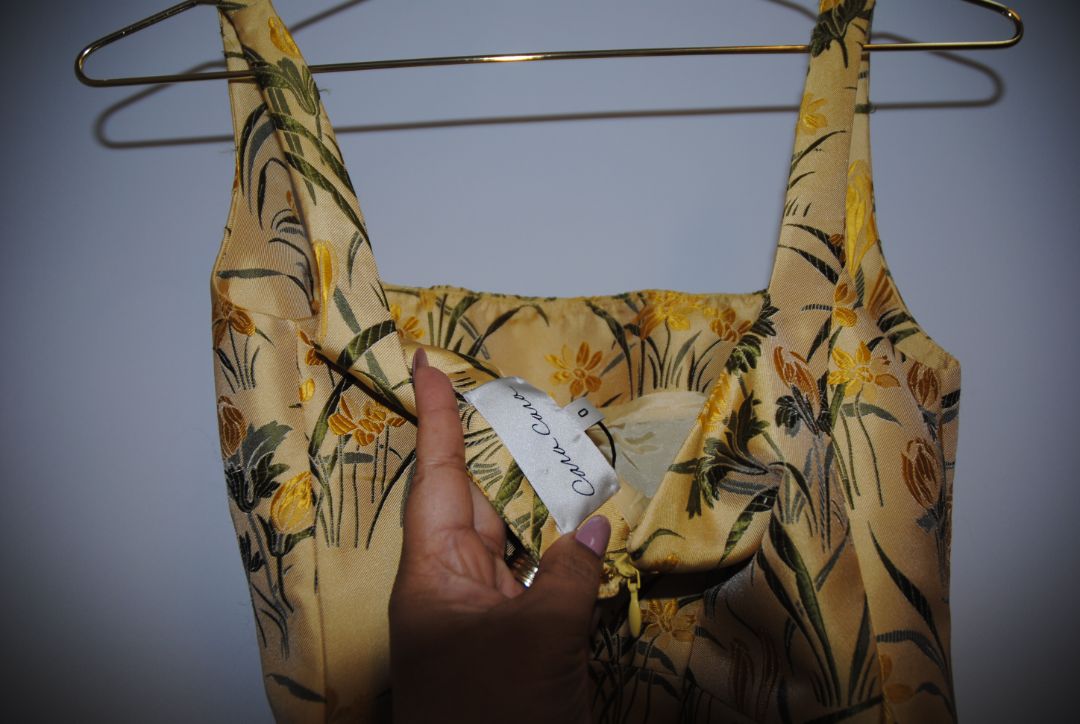 yellow and green Cara Cara jacquard dress, 0