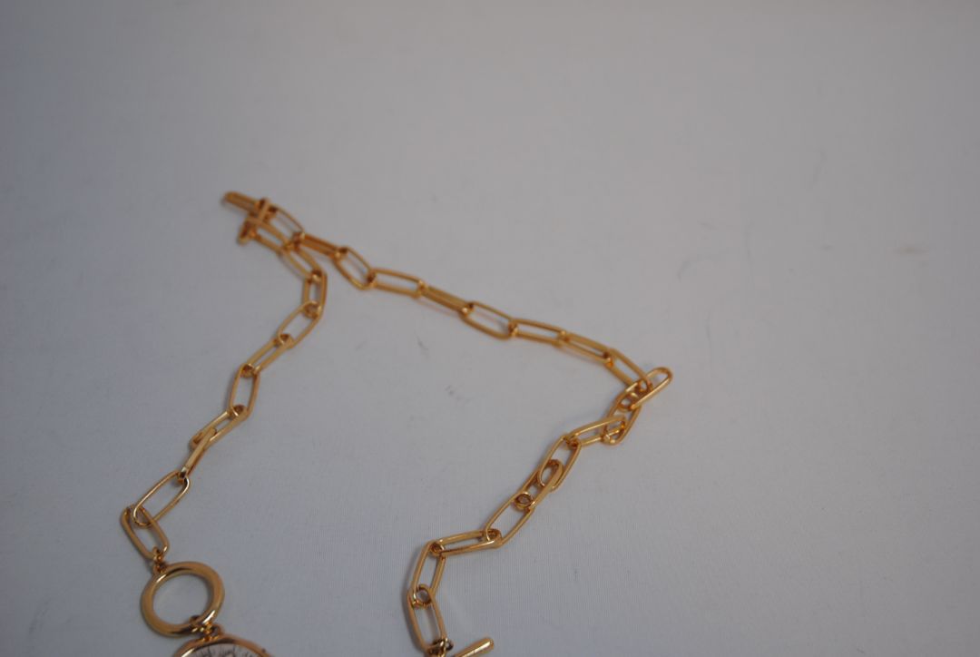 gold plated NA toggle necklace, Shorter gold chain (14-16”)