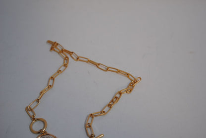 gold plated NA toggle necklace, Shorter gold chain (14-16”)