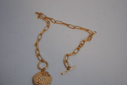 gold plated NA toggle necklace, Shorter gold chain (14-16”)