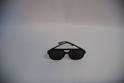 Gucci Black Silver Brow-Bar Aviator Sunglasses