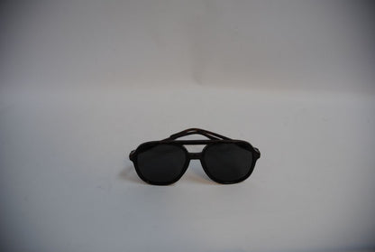 Gucci Black Silver Brow-Bar Aviator Sunglasses