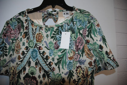 floral Hillary MacMillan tapestry peplum blouse, xs