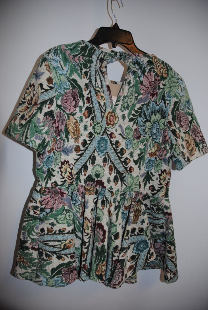 floral Hillary MacMillan tapestry peplum blouse, xs