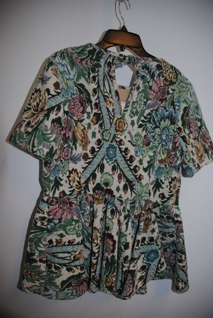 floral Hillary MacMillan tapestry peplum blouse, xs
