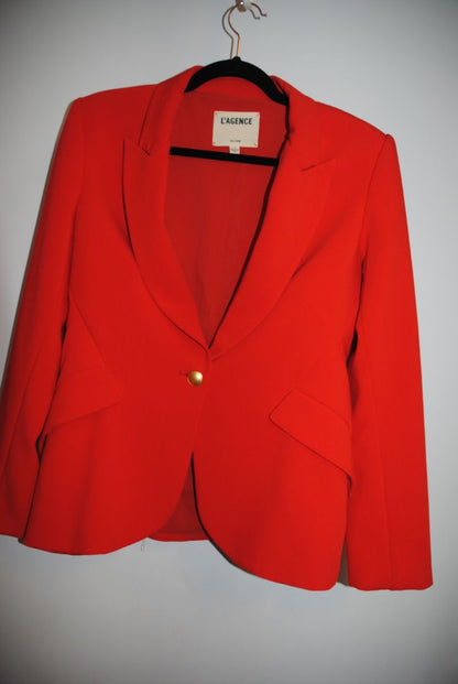 red L'Agence luxe lapel blazer, 6