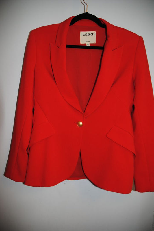 red L'Agence luxe lapel blazer, 6