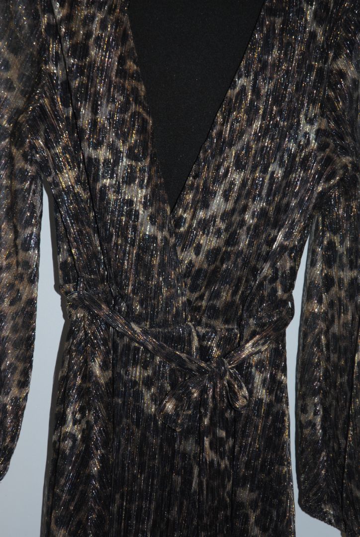 brown and tan Bardot wrap style maxi dress