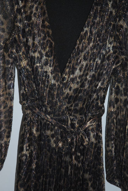 brown and tan Bardot wrap style maxi dress