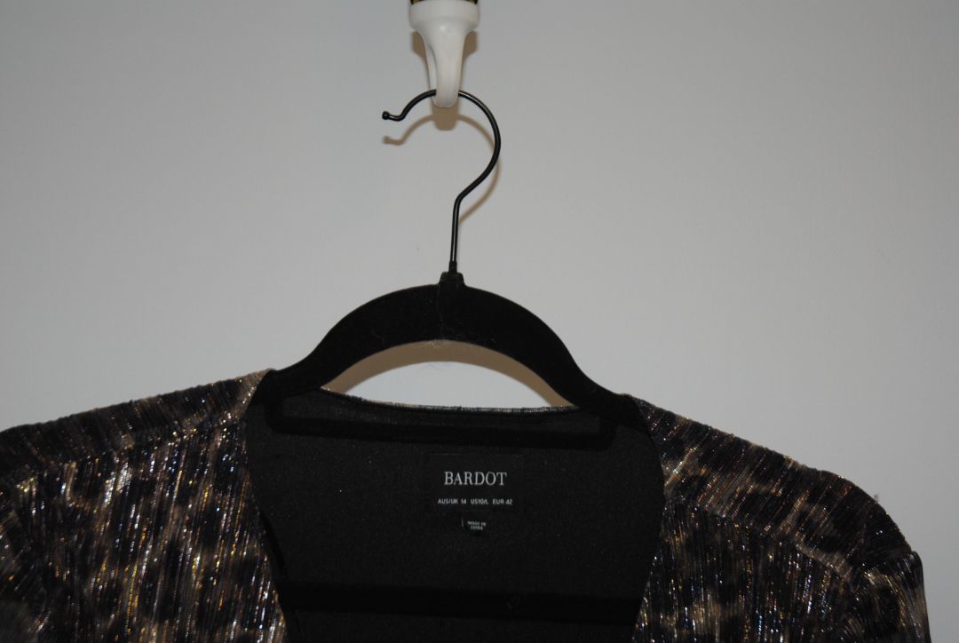 brown and tan Bardot wrap style maxi dress