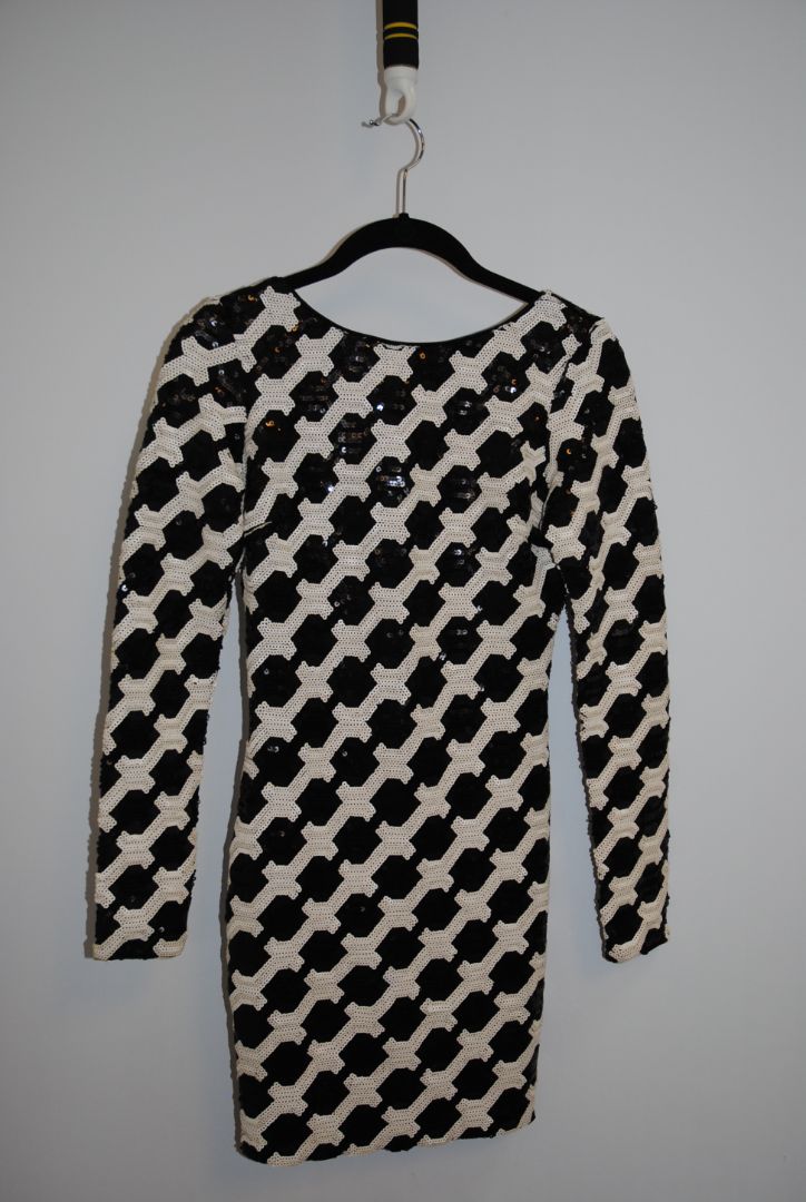 black and white Dress the Population long sleeve dress, S