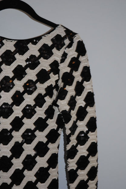 black and white Dress the Population long sleeve dress, S