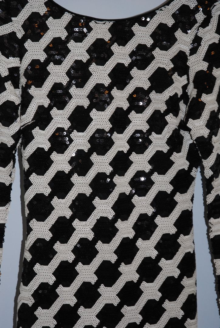 black and white Dress the Population long sleeve dress, S