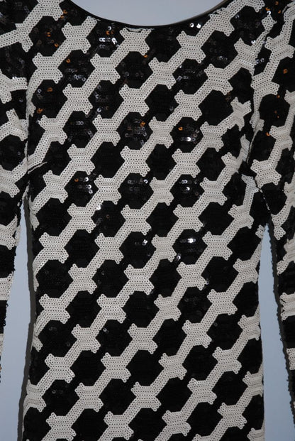 black and white Dress the Population long sleeve dress, S