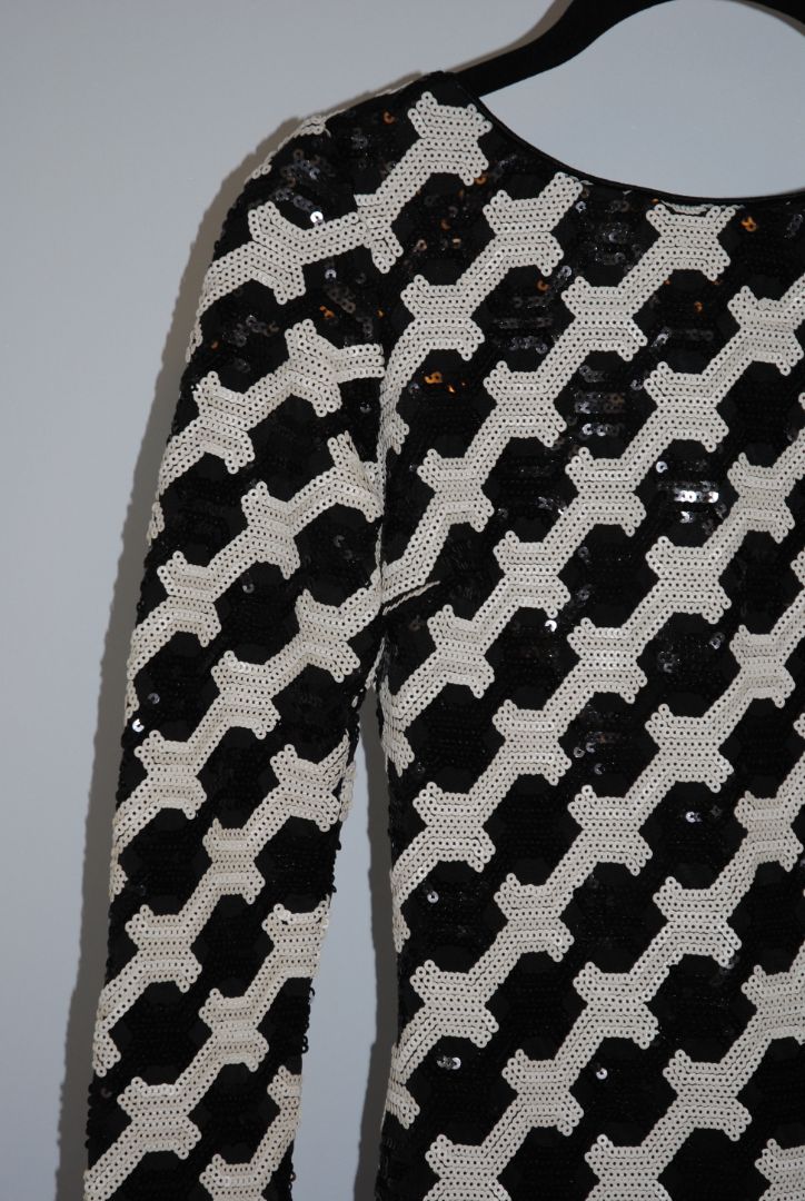 black and white Dress the Population long sleeve dress, S