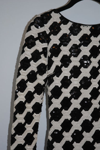 black and white Dress the Population long sleeve dress, S