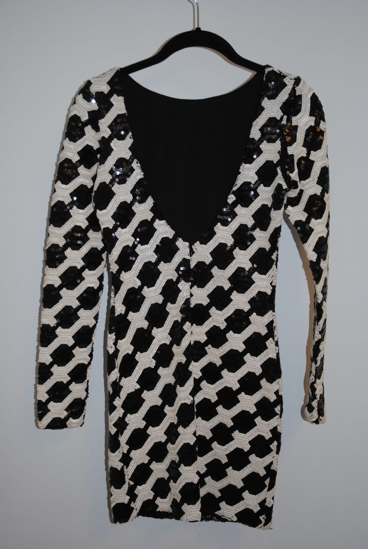 black and white Dress the Population long sleeve dress, S