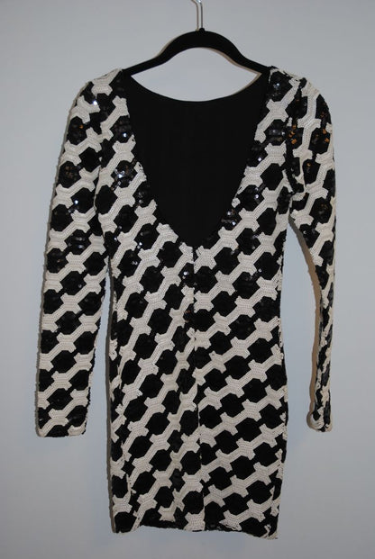 black and white Dress the Population long sleeve dress, S