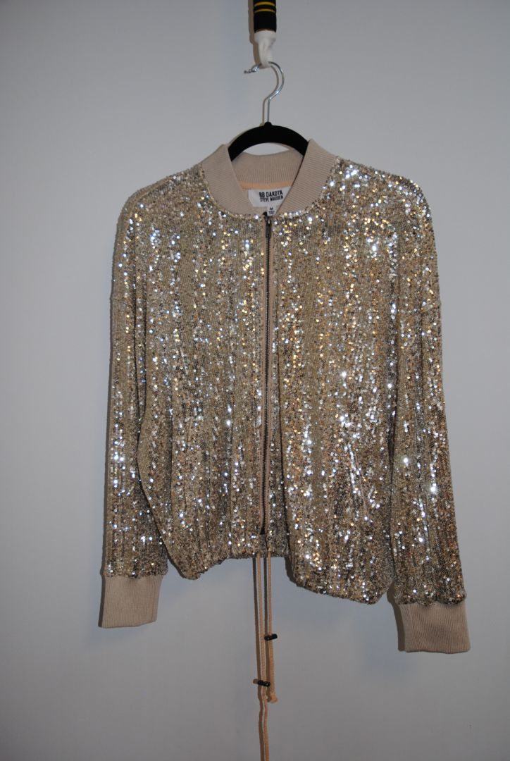 champagne silver BB Dakota by Steve Madden bomber jacket, M