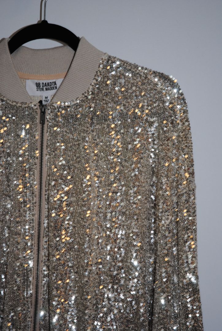 champagne silver BB Dakota by Steve Madden bomber jacket, M