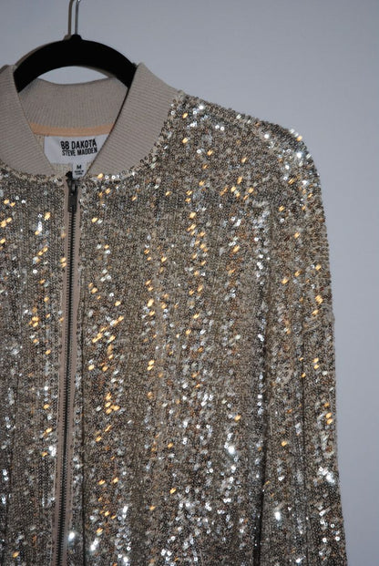 champagne silver BB Dakota by Steve Madden bomber jacket, M