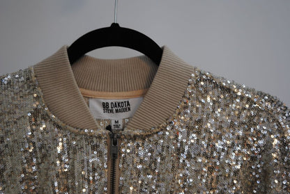 champagne silver BB Dakota by Steve Madden bomber jacket, M