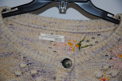 pastels Anthropologie Embroidered bobble‐knit cropped cardigan, S
